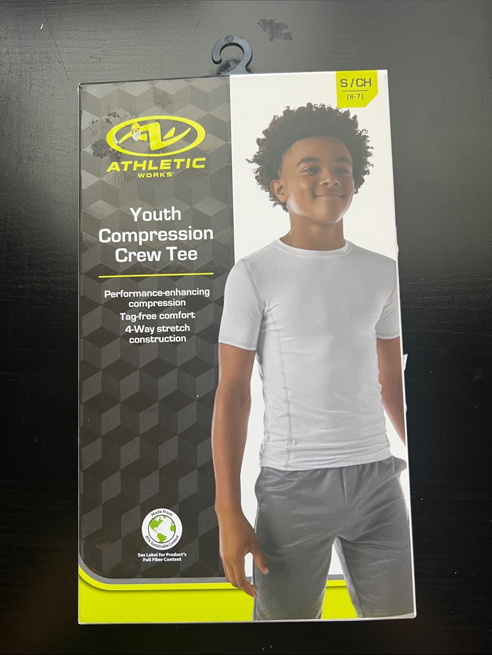 New Athletic Works Youth Compression Crew Tee - White small 6/7